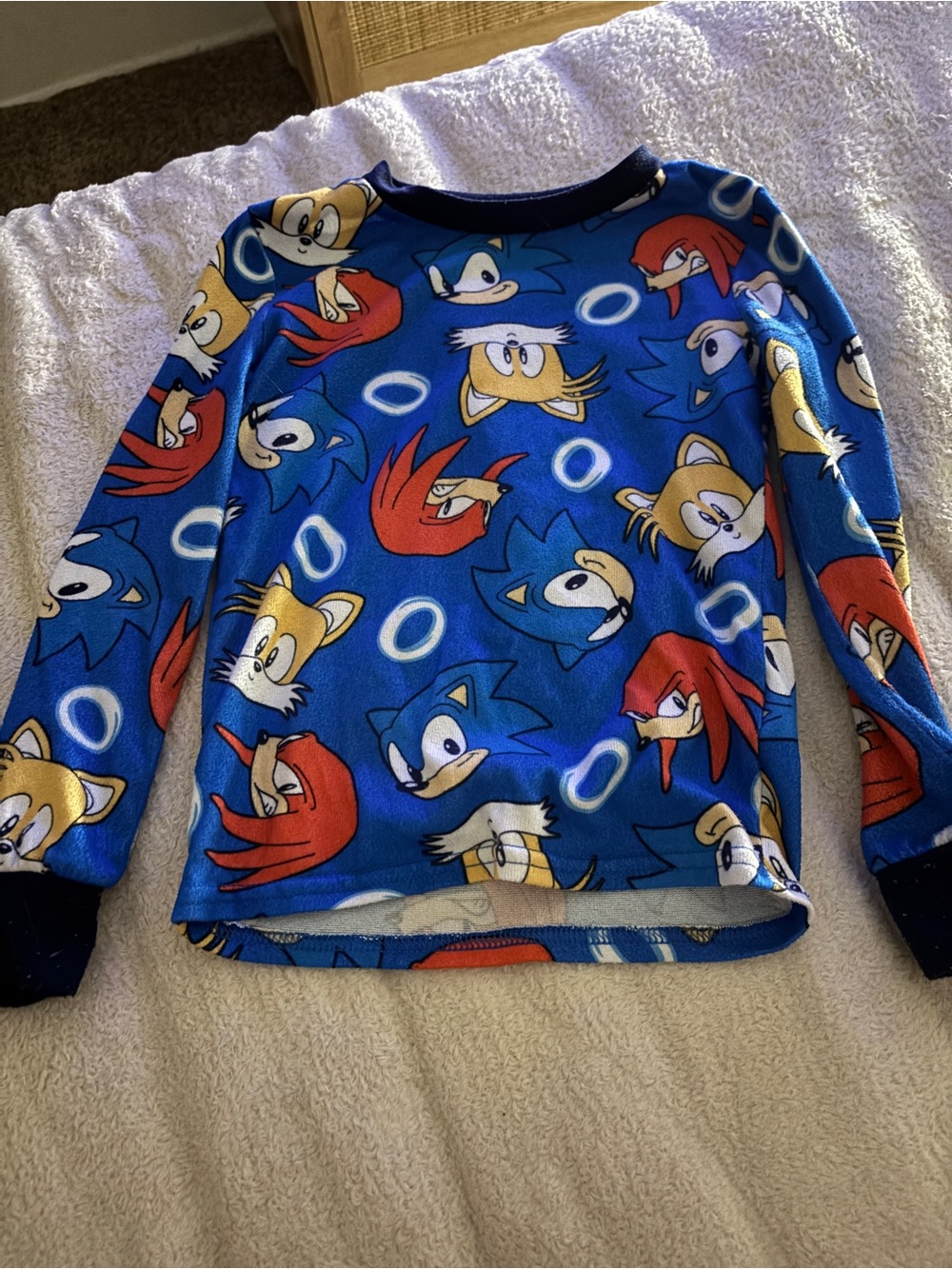 Blue Sonic Themed Kids Long-Sleeve Top